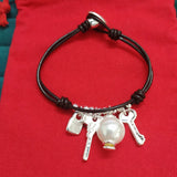 Electroplating 925 Silver Ropes Pearl Keys Knock Bracelet