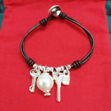 Electroplating 925 Silver Ropes Pearl Keys Knock Bracelet