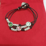 Electroplating 925 Silver Three Chains Crystal Bracelet