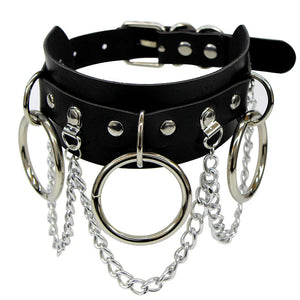 Personality Punk O-ring Chain PU Leather Necklace