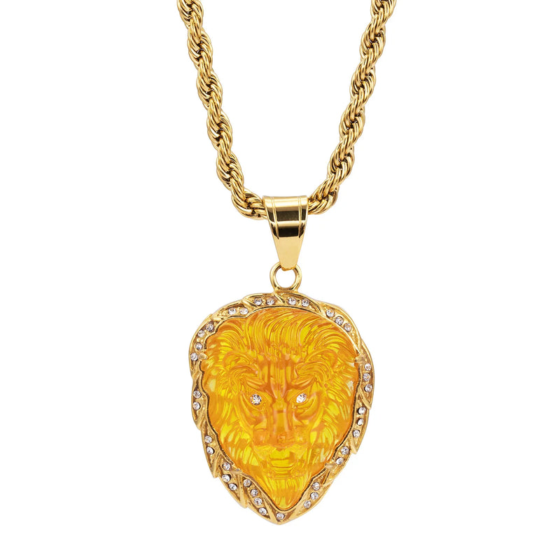 Personality Resin Lion Head Necklace Street Hip-hop Chain