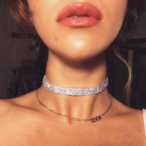 Chic Row Crystal Necklace Elegant Women's Fashion Jewelry