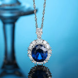Elegant Aquamarine Pendant Necklace with Diamonds in S925 Sterling Silver