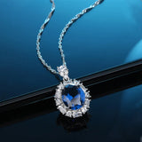 Retro Turquoise Pendant Necklace Diamonds S925 Sterling Silver Jewelry