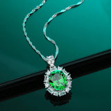 Retro Turquoise Pendant Necklace Diamonds S925 Sterling Silver Jewelry