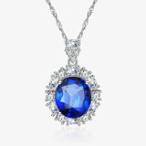 Retro Turquoise Pendant Necklace Diamonds S925 Sterling Silver Jewelry