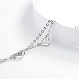 S925 Sterling Silver Heart Bracelet with Light Adjustment