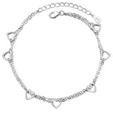 S925 Sterling Silver Heart Bracelet with Light Adjustment