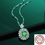 Sapphire Pendant Diamond Necklace 925 Silver Collarbone Chain