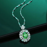 S925 Sterling Silver Turquoise Pendant Diamond Collarbone Chain