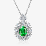 S925 Silver Necklace Turquoise Pendant Diamond Collarbone Chain