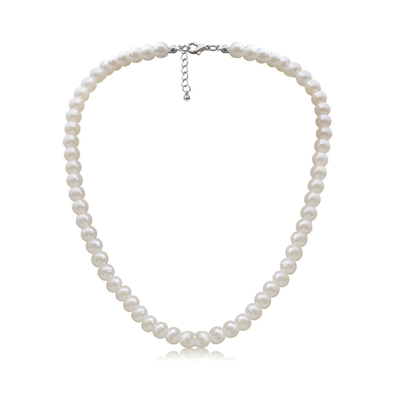 Geometric Bead Collar Tassel Pearl Necklace