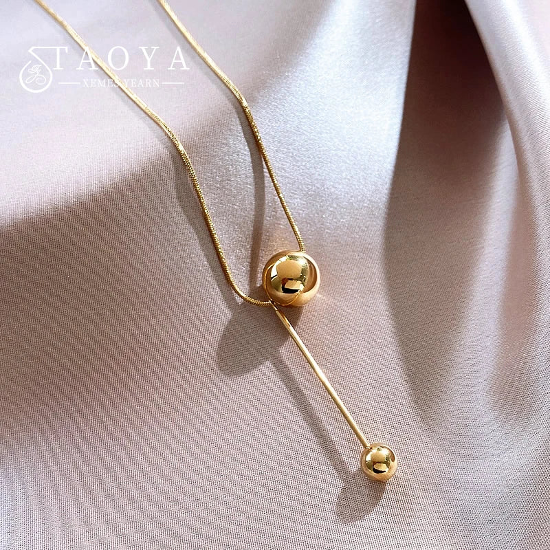Ball Pendant Stainless Steel Short Necklace Non Fading Jewel