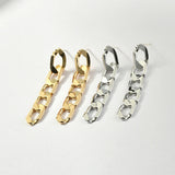 Long Flat Chain Silver Needle Ear Stud Earrings DIY 2pcs