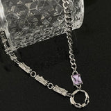 Purple Diamond Circle Necklace- Women's Sweet Wind Collar