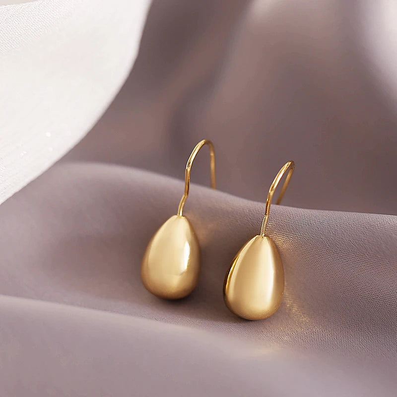 Water Drop Metal Dangle Earrings for Women