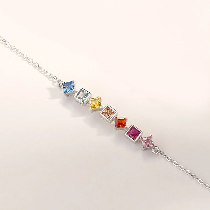 Square Rainbow Bracelet - Light All Match Zircon Jewelry