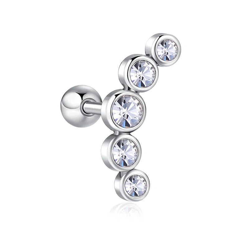 Stainless Steel Diam. Earrings Small Zircon Crystal Women's Mini Earrings