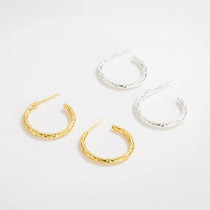 Street Style C-shaped Ring S925 Sterling Silver Earrings