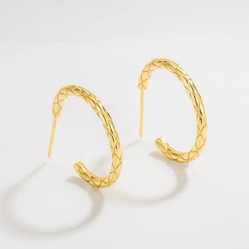 Street Style C-shaped Ring S925 Sterling Silver Earrings