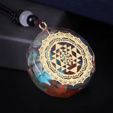 Turquoise Resin Necklace Crystal Amethyst Pendant Yoga Necklace