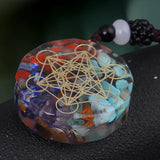 Crystal Gravel Necklace Resin Drop Pendant Yoga OM Logo Necklace