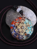 Crystal Gravel Necklace Resin Drop Pendant Yoga OM Logo Necklace