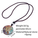 Crystal Gravel Necklace Resin Drop Pendant Yoga OM Logo Necklace