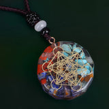 Crystal Gravel Necklace Resin Drop Pendant Yoga OM Logo Necklace