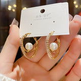 Fashionable Pearl U-shaped Earrings High-end Style