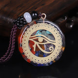 Yoga Gravel 7 Rubber Necklace Pendant Eye of Horus Symbol Resin Rope Chain