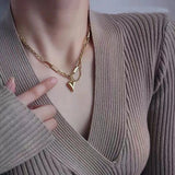 Sweet Peach Heart Pendant Stainless Steel Choker Necklace For Woman