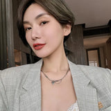 Sweet Peach Heart Pendant Stainless Steel Choker Necklace For Woman