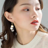 European & American 4-Color Round Pendant Earrings for Women
