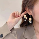 European & American 4-Color Round Pendant Earrings for Women