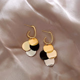 European & American 4-Color Round Pendant Earrings for Women