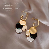 European & American 4-Color Round Pendant Earrings for Women