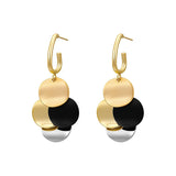European & American 4-Color Round Pendant Earrings for Women