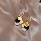 European & American 4-Color Round Pendant Earrings for Women