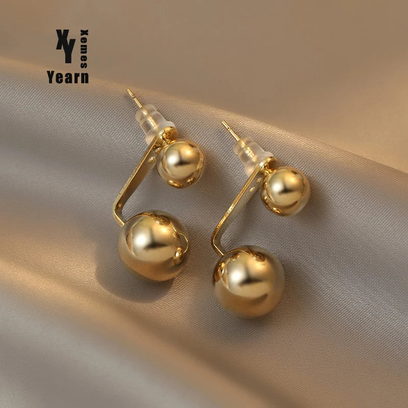 Metal Ball Drop Earrings Gothic Girl's Jewelry