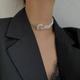 European/American Style Pearl Stone Choker Necklace for Wife Gift