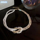 European/American Style Pearl Stone Choker Necklace for Wife Gift