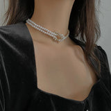 European/American Style Pearl Stone Choker Necklace for Wife Gift