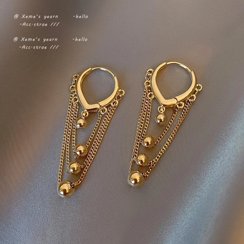 Water Drop Ear Button Tassel Earrings for Women - Party Jewelry Gift