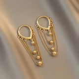 Water Drop Ear Button Tassel Earrings for Women - Party Jewelry Gift