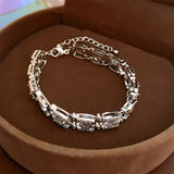 European & American Oval Chain Bracelet with Zircon Rhinestones