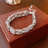 European & American Oval Chain Bracelet with Zircon Rhinestones