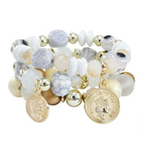 Multilayer Irregular Beads Bracelet Bohemia Stone Pearl Coin