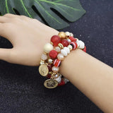 Multilayer Irregular Beads Bracelet Bohemia Stone Pearl Coin