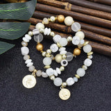 Multilayer Irregular Beads Bracelet Bohemia Stone Pearl Coin
